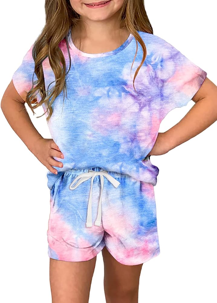 Dokotoo Girls Summer T-Shirt and Shorts Set with Side Pockets