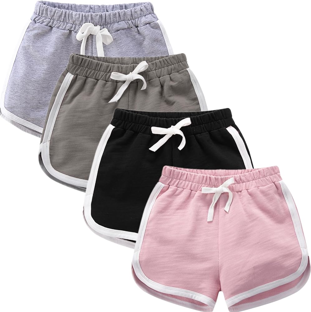 3 Pack Little Big Girls Running Athletic Cotton Shorts toddler Kids Workout Dance Dolphin Short