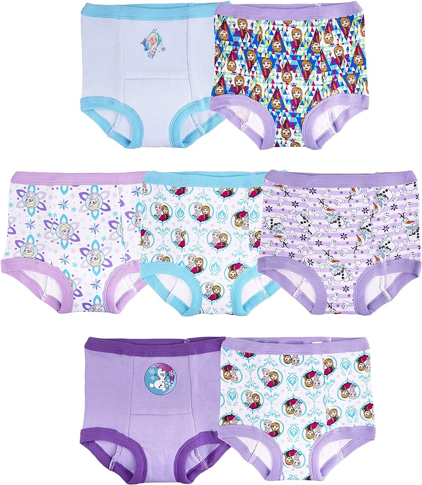 Disney Frozen Toddler Girls 7-pk Potty Training Pants with Success Tracking Chart and Stickers Sizes 2t, 3t, 4t