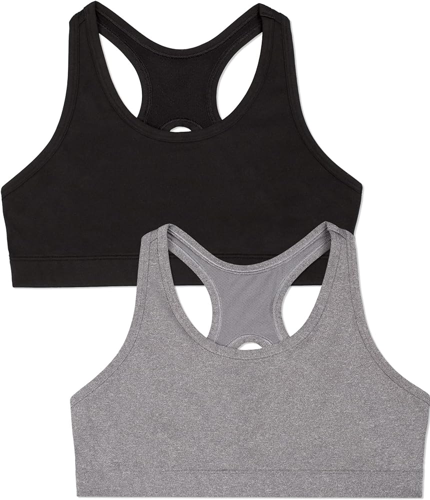 Fruit of the Loom Girls' Stay Dry Racerback Sports Bra