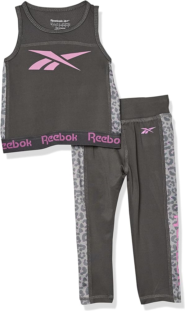 Reebok girls 2-piece Activewear Clothing Set - Performance Top + Leggings/Yoga Pants