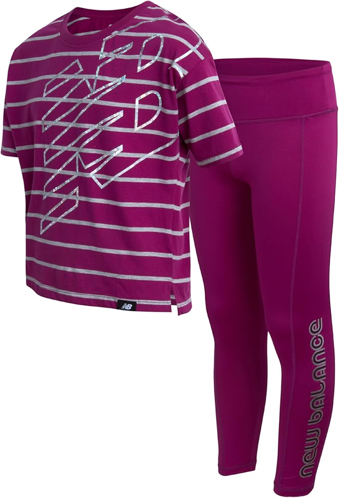 New Balance Girls' Active Leggings - 2 Pack Full Length Performance Yoga Pants (7-12)