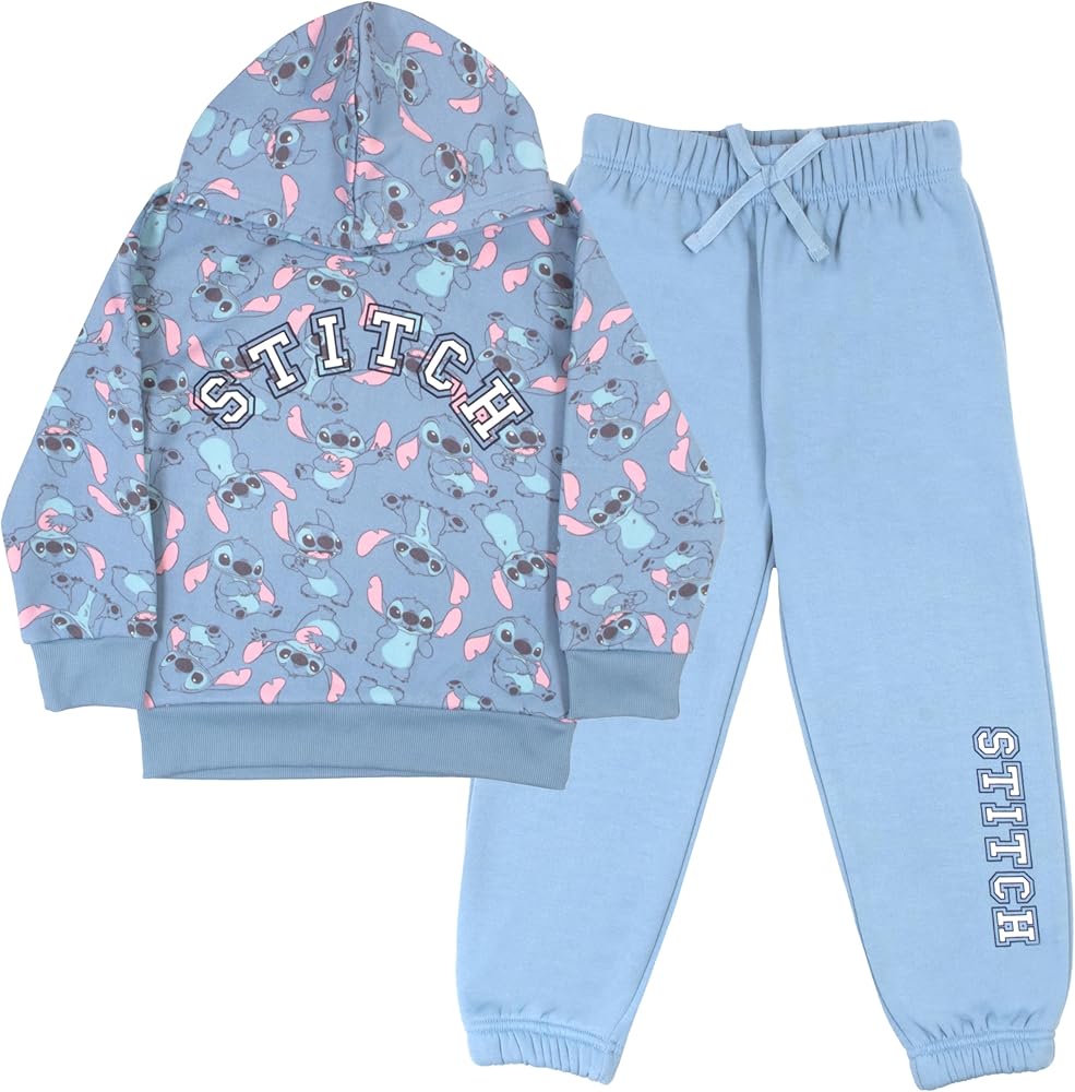 Disney Lilo and Stitch Minnie Mouse Girls Matching Sets Pullover Hoodie and Jogger Set 2 Piece Bundle Outfit