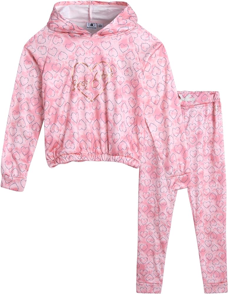 Body Glove Girls' Fleece Jog Set - 2 Piece Cozy Fleece Tie Dye Pullover Hoodie and Jogger Sweatpants (Size: 7-12)