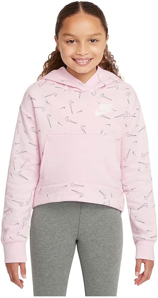 Nike Girl's NSW Fleece Print Hoodie (Little Kids/Big Kids)