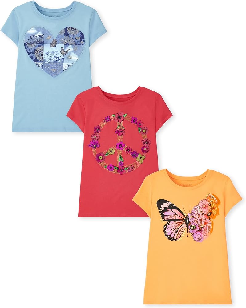 The Children's Place Girls Multi Color Short Sleeve Graphic T Shirt Multipack