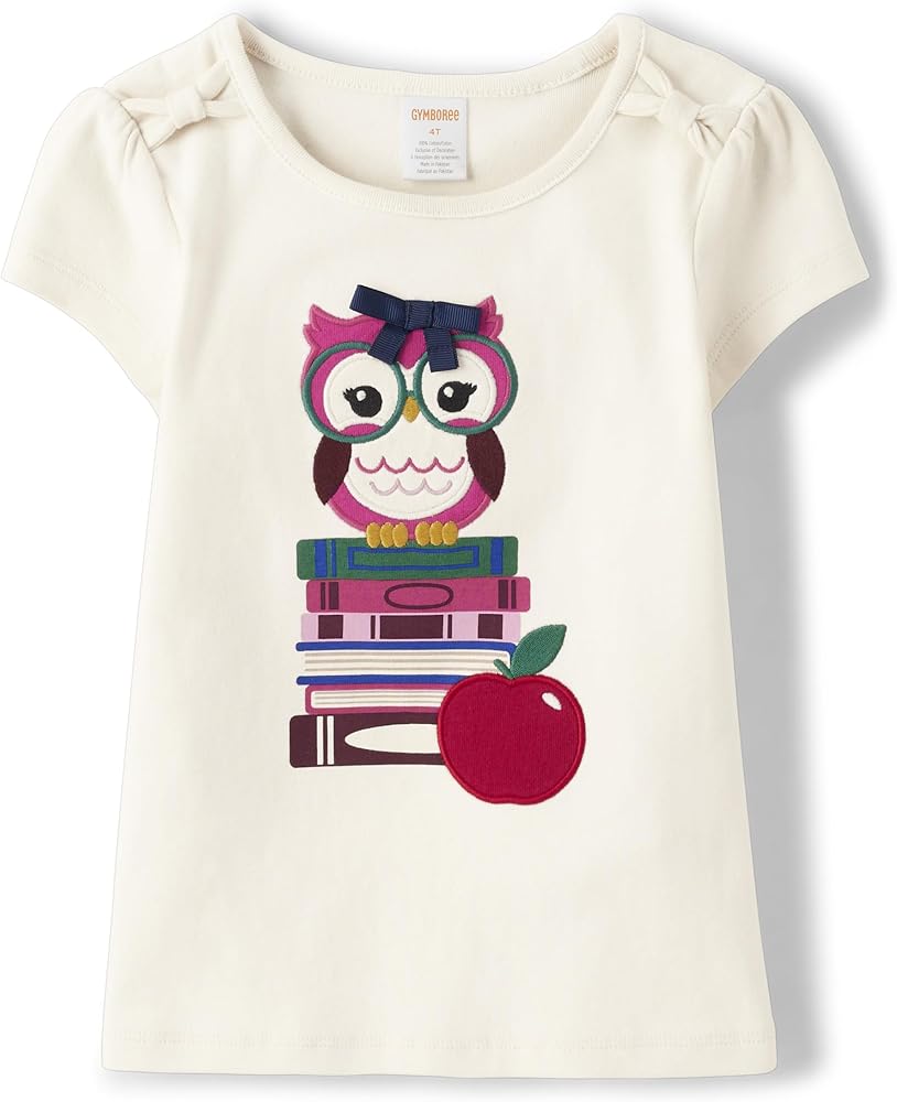 Gymboree Girls' and Toddler Embroidered Graphic Short Sleeve T-Shirts