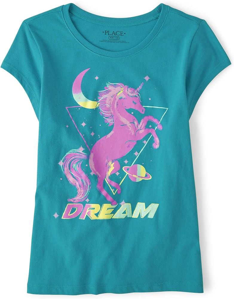 The Children's Place girls Dream Unicorn Graphic Short Sleeve Tee