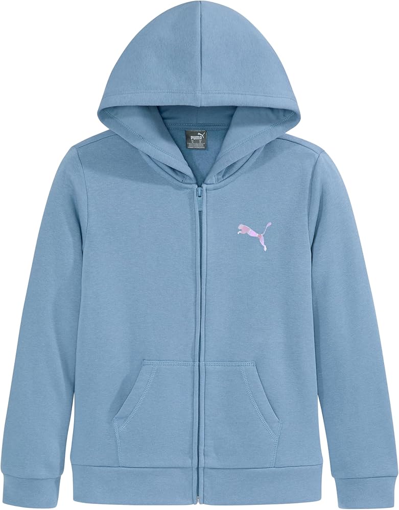 PUMA Girls' Core Logo Zip Up Hoodie