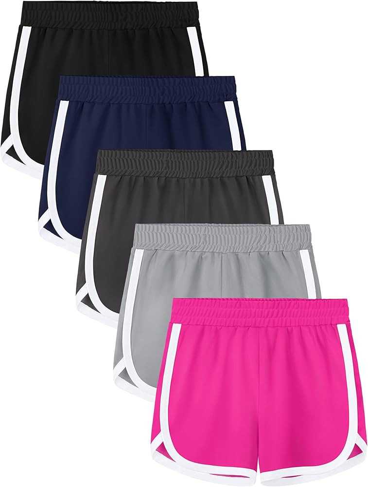 5 Packs Girls Active Shorts Toddler Soccer Shorts Dolphin Running Athletic Gym Quick Dry Shorts Quick Dry for Kids