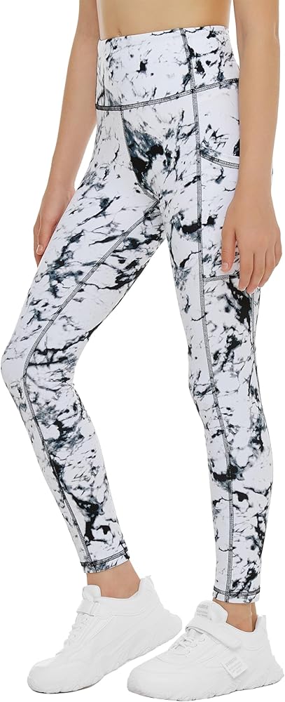 THE GYM PEOPLE Girls Workout Leggings Kids High Waist Stretch Athletic Dance Yoga Pants with Pockets