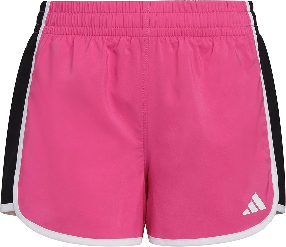 adidas Girls' Elastic Waistband Woven Pacer Gym Running Shorts