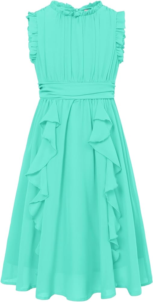 GRACE KARIN Girls Party Dress Ruffle Sleeveless Special Occasion Spring Dresses