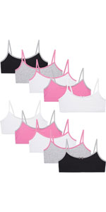 Sweet & Sassy Girls Cotton Spandex Cami Crop Training Bra (10 Pack)