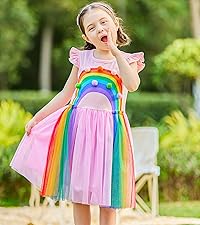 rainbow dress for girls long sleeve