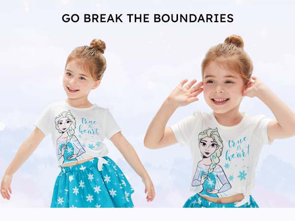 Disney Frozen Princess Girls 2 Piece Outfit Short Sleeve T-Shirt and Cake Skirt