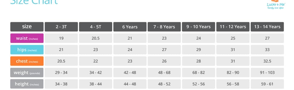 Lucky &amp;amp;amp; Me Size Chart