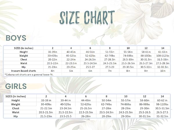 Boys & Girls Size Chart