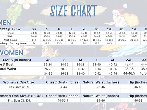 Men & Women Size Chart