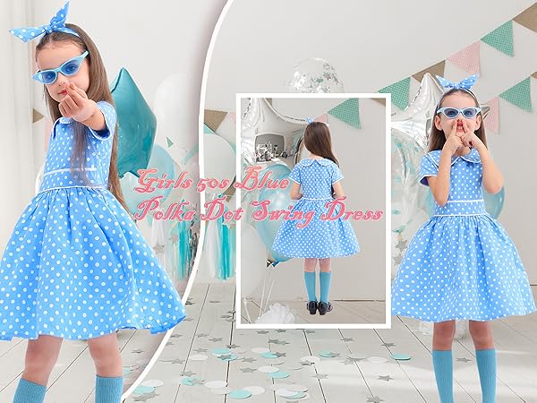 girls 1950s polka dot dress