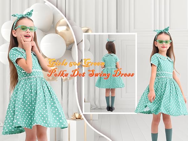 girls 1950s polka dot dress