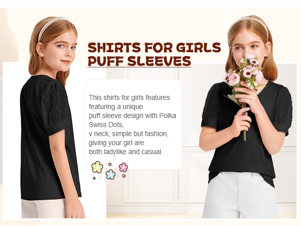 Shirts for Girls Puff Sleeves