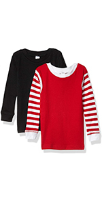 Marky G Apparel Baby and Toddler Snug-Fit Rib Pajama Long Sleeve Crew Neck Top 2 Pack