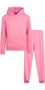 Real Love Girls’ Fleece Jogger Set – 2 Piece Sherpa Full Zip Hooded Sweatshirt and Jogger Sweatpants