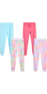 Real Love Girls’ Sweatpants – 4 Pack Active Fleece Jogger Pants