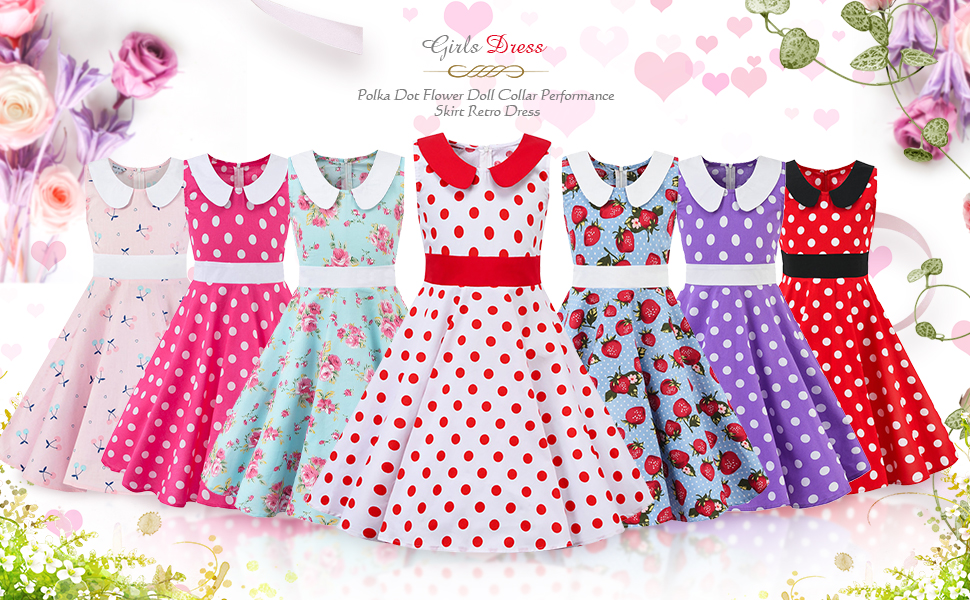 Girls 50s vintage swing A-line dress