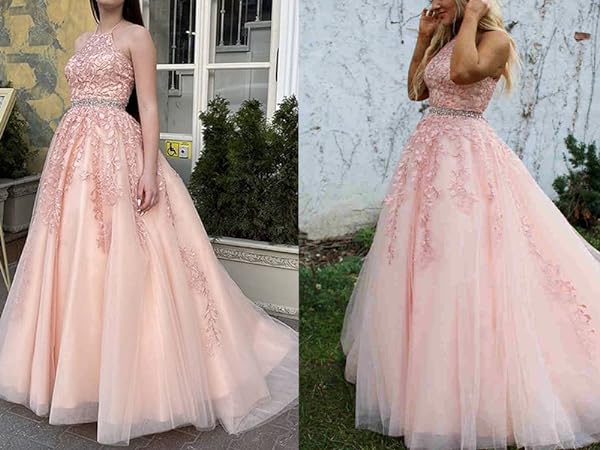 halter ball gown