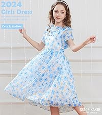 girls floral dress casual dress blue dress