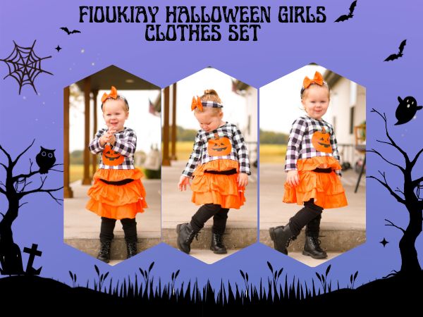 halloween girl ruffle sweatshirt skirt legging pants set