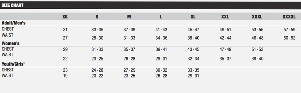 alleson athletic size chart