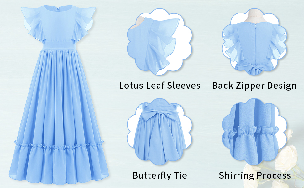 ruffle sleeve spring summer dress for toddler big girls beach formal gown