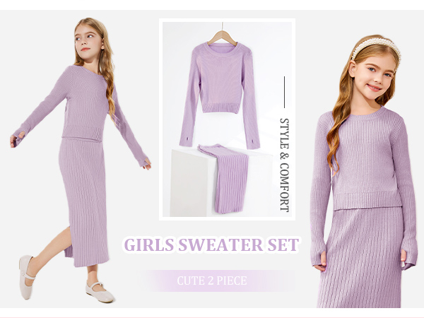 girls cute 2 piece sweater set