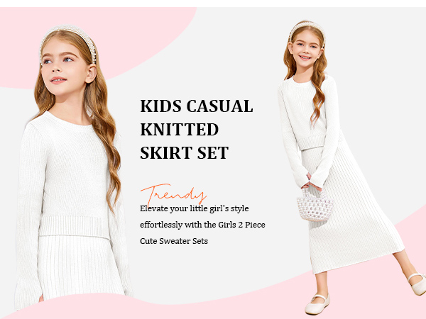 Kids Casual Knitted Skirt Set