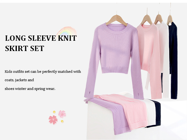 Long Sleeve Knit Pullover Split Bodycon Skirt Set