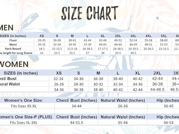 Men &amp; Women Size Chart