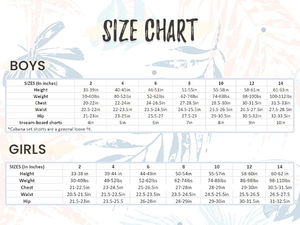 Girls &amp; Boys Size Chart