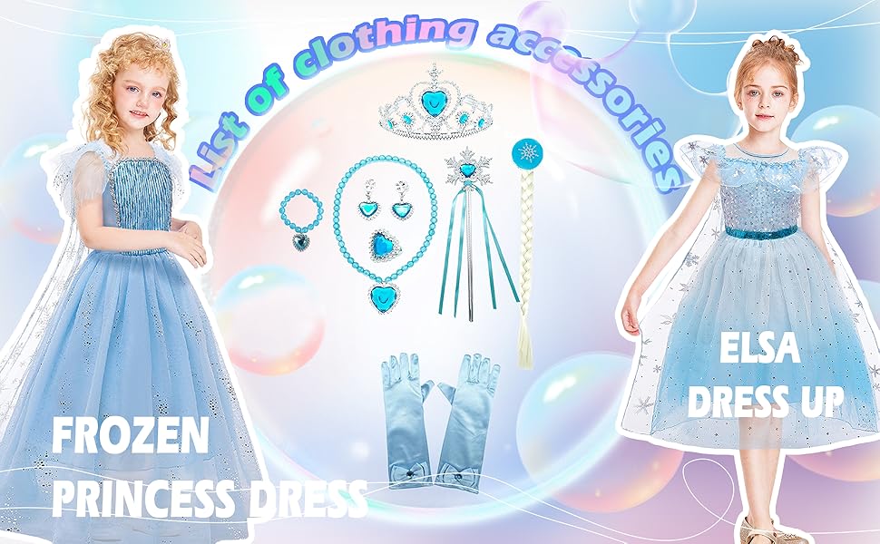 blue princess dress up clothes for little girl