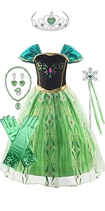 Princess Costume Dress with Accessories Green