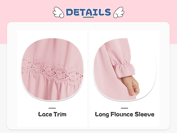 lace trim, long flounce sleeve