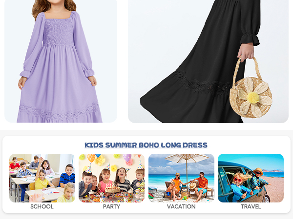 Kids Summer Boho Long Dress