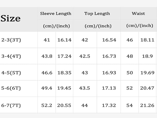 SIZE TABLE