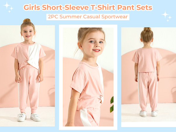 girls short sleeve t-shirt pant sets