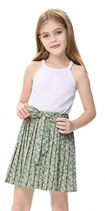 girl skirt set green