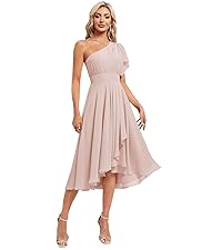 IMCACTOR Chiffon Short Bridesmaid Dresses One Shoulder Ruched Ruffle formal Dress