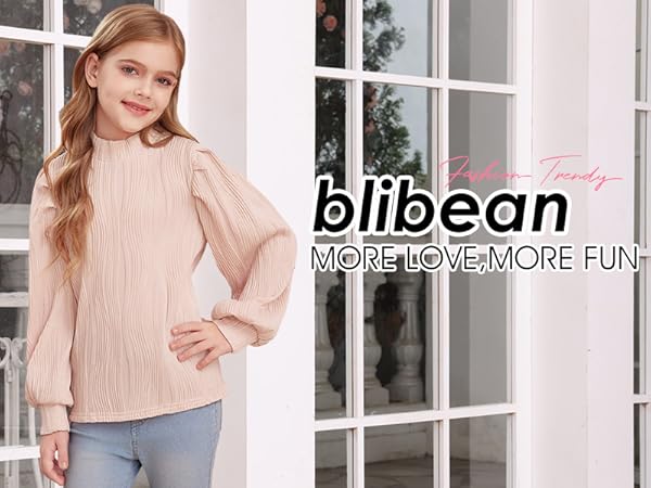 blibean tween girl fall long sleeve shirt tops size 6 7 8 9 10 11 12 13 14 15 years old