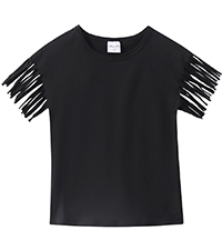 girls fringe sleeve shirt black